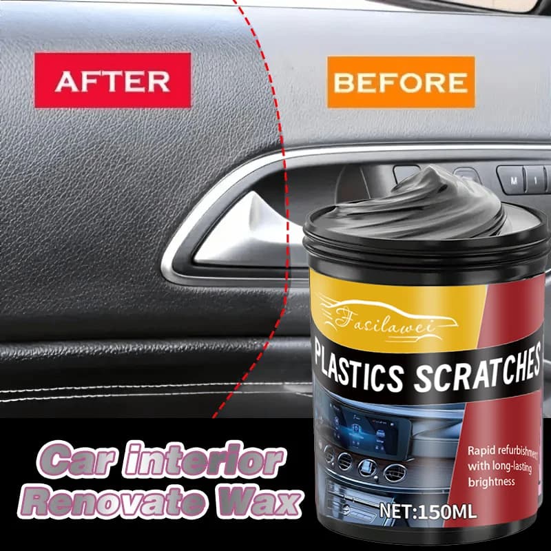 Lucido per interni auto - Kit di riparazione e cura in plastica, cera nera per lucidare pneumatici, crema per riparazione e ristrutturazione di cruscotti e paraurti, tappezzeria