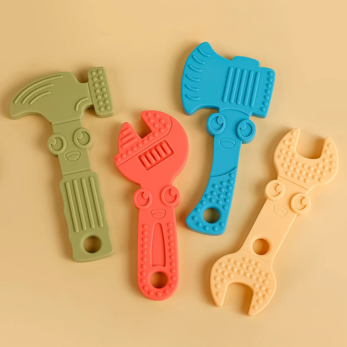4 pezzi massaggiagengive in Silicone bambino gomma naturale sensoriale senza Bpa strumento da masticare fai da te sicuro giocattolo per bambini divertente Set di massaggiagengive in Silicone organico regali