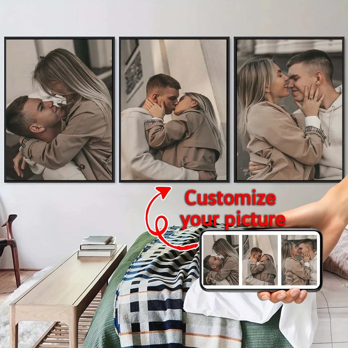 Stampa su tela personalizzata in tre pezzi – Personalizza le tue foto con splendide decorazioni murali, perfette per l'arredamento della casa e come regali