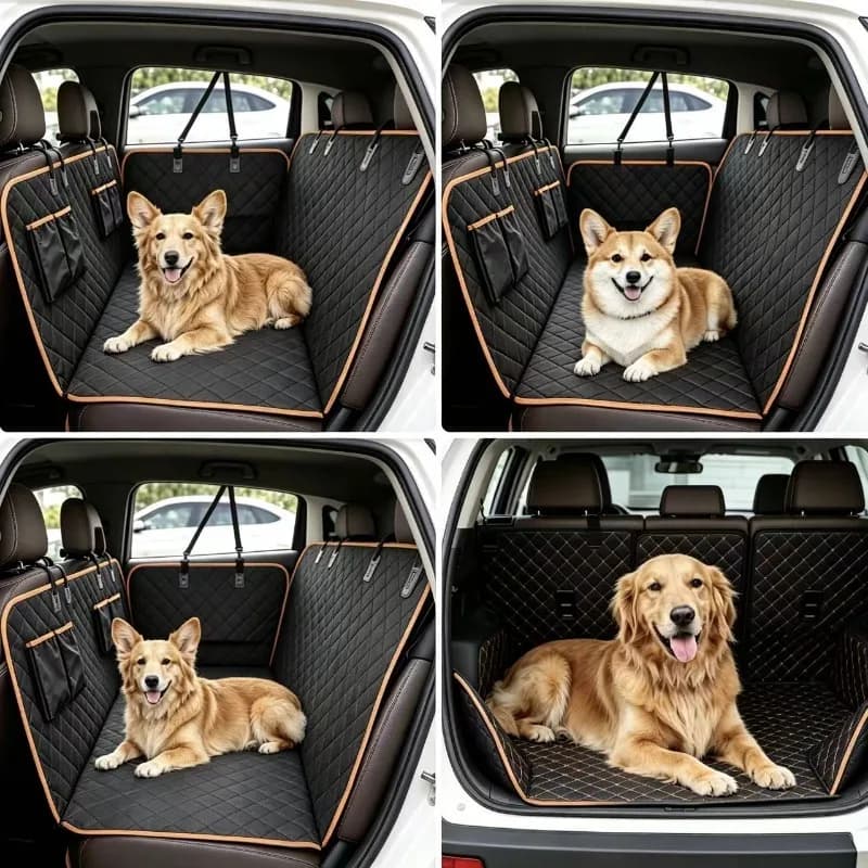 Plaid Waterproof Pet Car Mat Oxford Fabric Backseat Protector for Dogs Easy to Clean Hand Washable Car Seat Cover