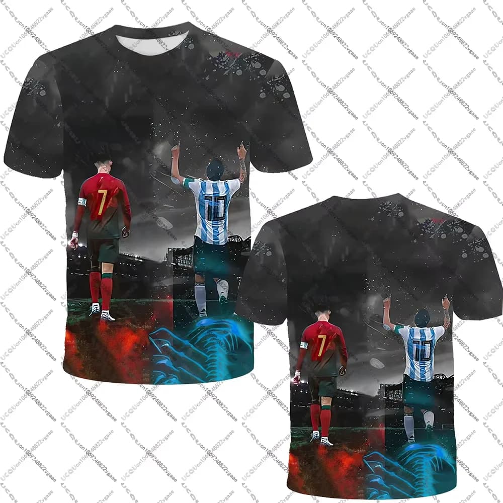 Maglia da calcio Tee Uomo Bambino Regalo Top Calcio Outdoor Ronaldo 7 Abbigliamento sportivo Casual Maschio Ragazzo T Shirt Pullover traspirante Messi 10