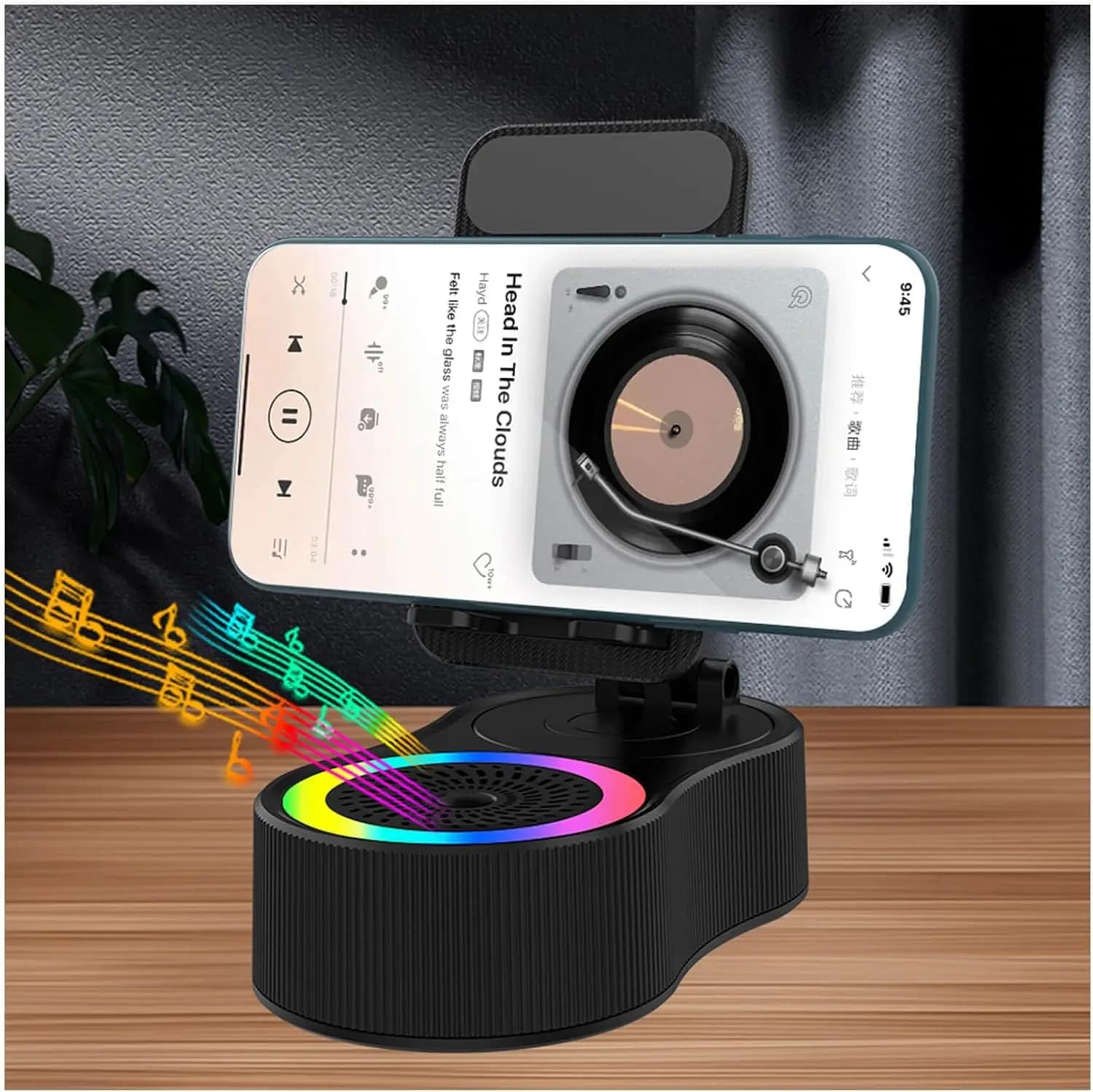 Altoparlante Bluetooth Wireless con Supporto per Telefono, Supporto Magnetico Portatile 2-in-1 da Scrivania, Audio Stereo Potente per Musica e Chiamate a Mani Libere
