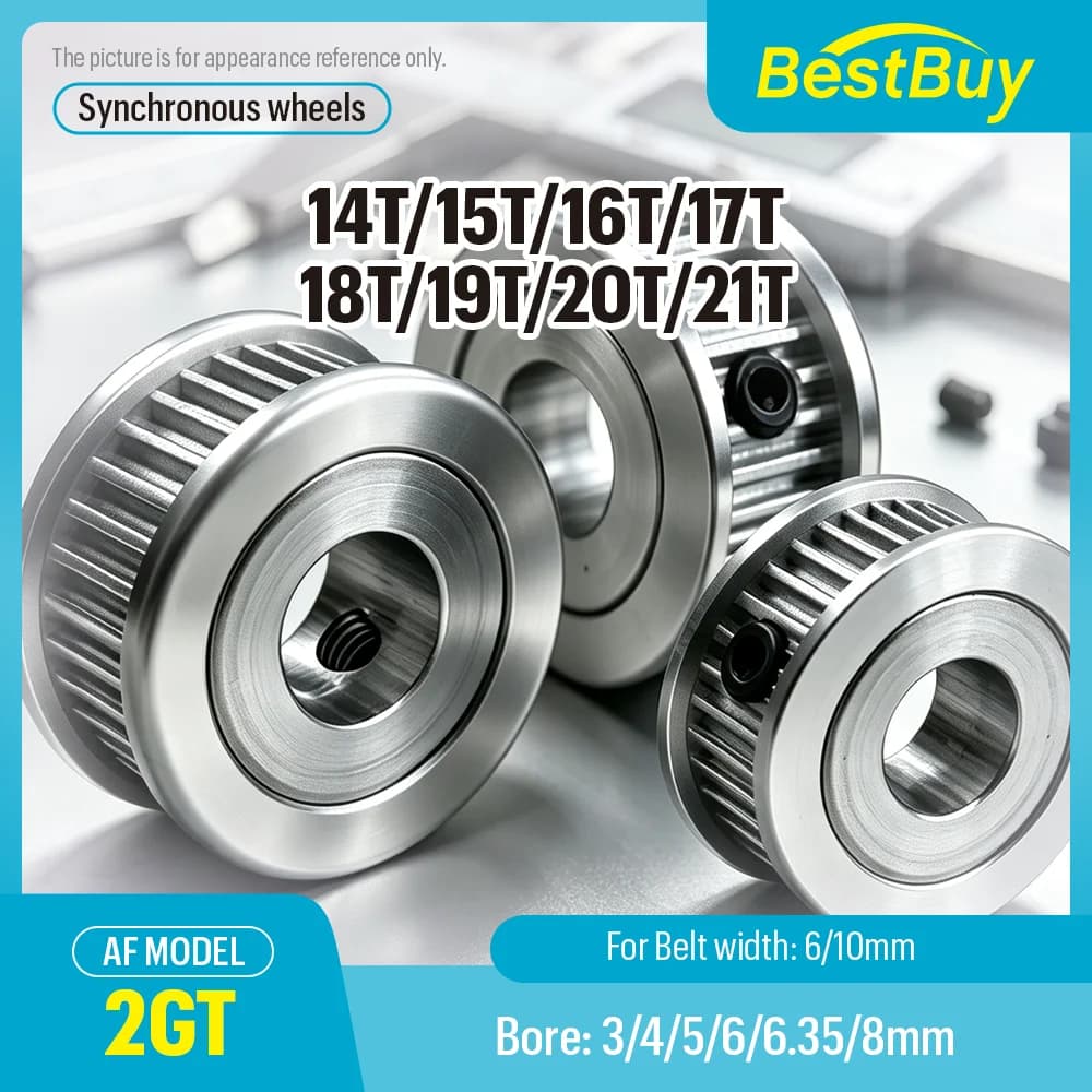 GT2 AF Synchronous Pulley 14‑21T Belt Width 6/10mm Timing Drive Gear Wheel For 6mm 10mm GT2 Belt 3D Printer Transmission Parts