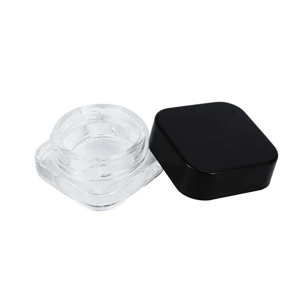 9G Empty Glass Jar Wax Balm Plastic Lid Child Proof Lock Black White Soild Cream Square Display Box Custom Logo