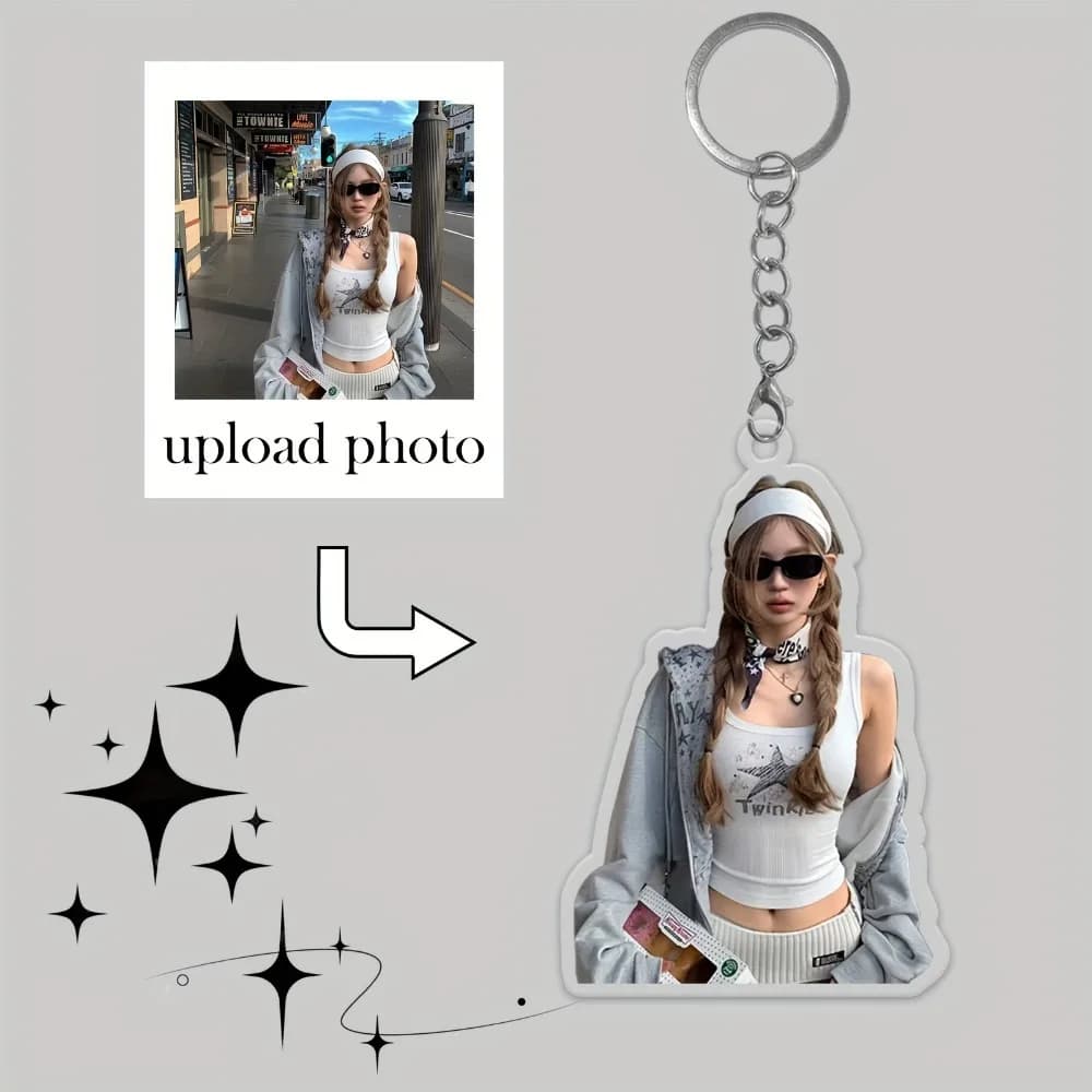Custom acrylic keychains, personalize couple photos and text keychains, personalized acrylic photo keychains