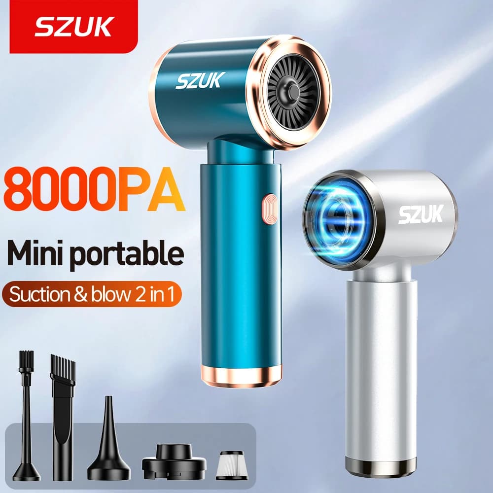 Aspirapolvere Portatile per Auto SZUK, Senza Fili, 8000PA, Mini Aspiratore Manuale con Forte Aspirazione