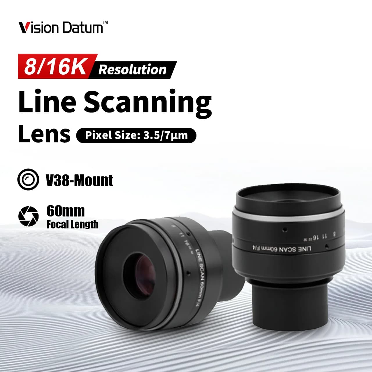 Lenti per scansione della linea di illuminazione coassiale ad alta risoluzione e contrasto 16k 5u 116mm 120mm 145mm F4.0 Meno di 0,001% o 1 pixel