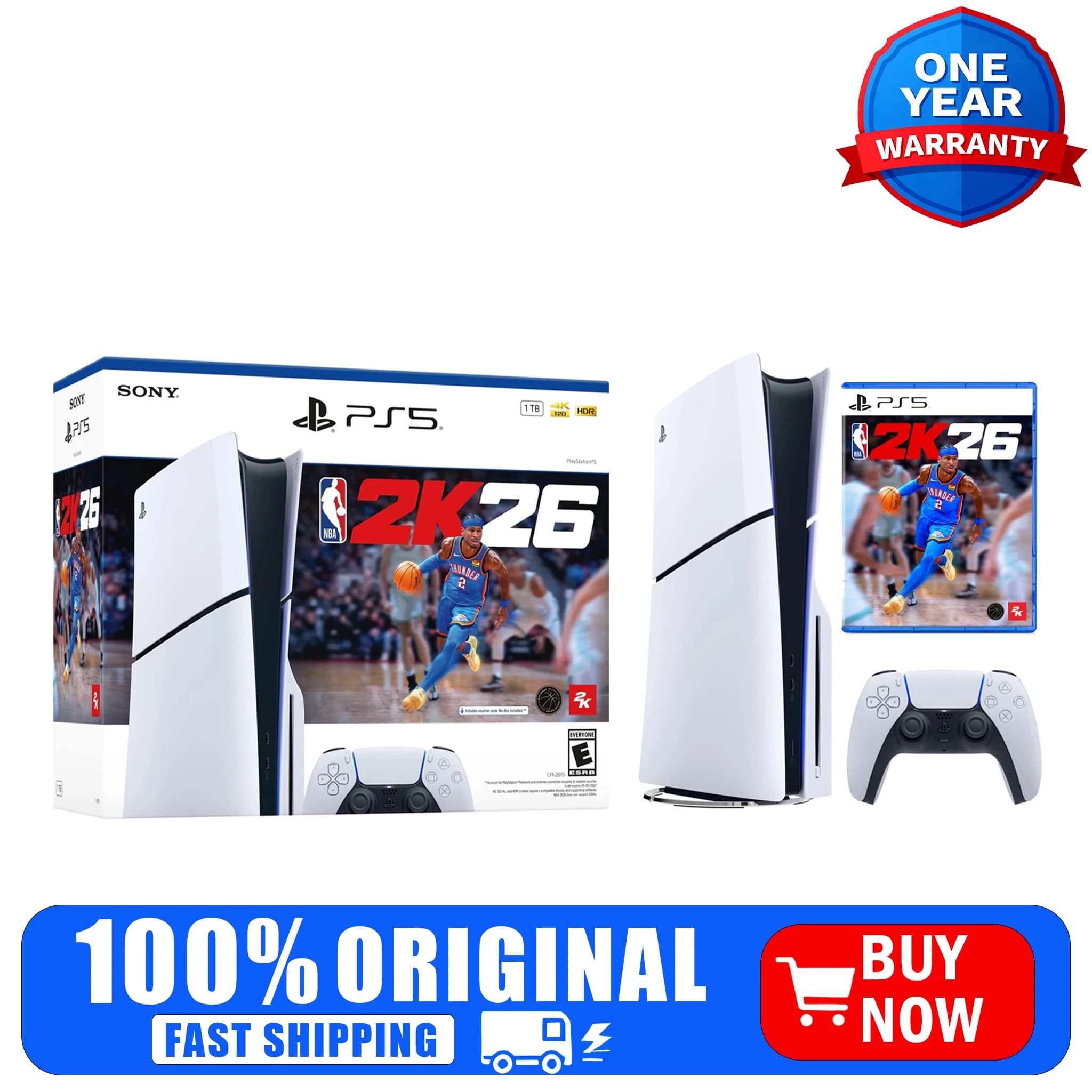 Console Sony PlayStation 5 - Pacchetto NBA 2K26 - Include controller wireless DualSense - Sistema di gioco 4K
