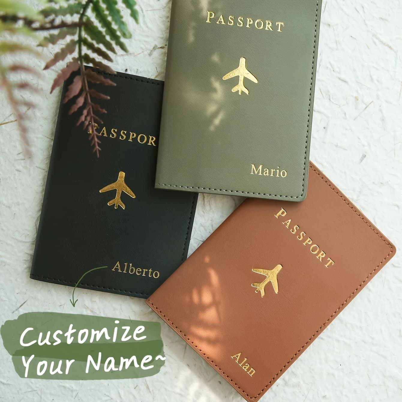 1pc of Personalized Hot Stamping Passport Holder with a Custom Golden Monogram Name, Made of Faux Leather.
