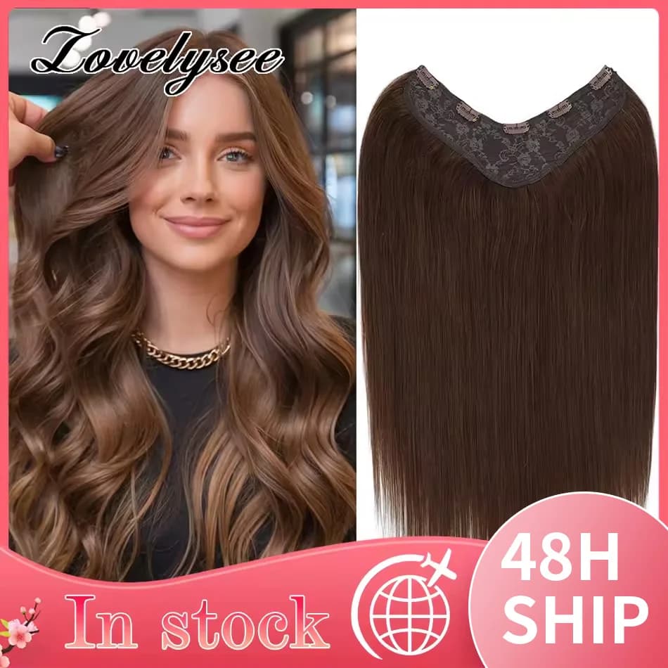 Clip a forma di V da 120G nelle estensioni dei capelli umani Lisci Capelli umani Remy castani medi Estensioni dei capelli a doppia trama per le donne Clip Ins
