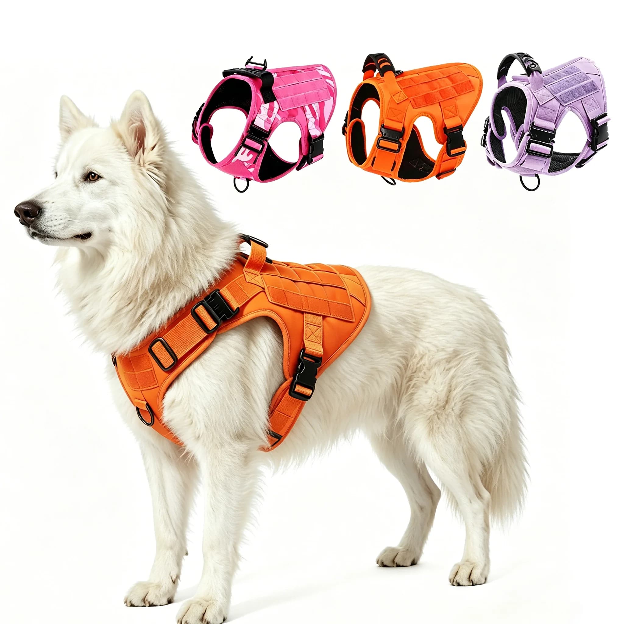 Tactical Dog Vest Harness with Molle Panels Adjustable for Large Breeds Training Hiking Hunting Outdoor Working