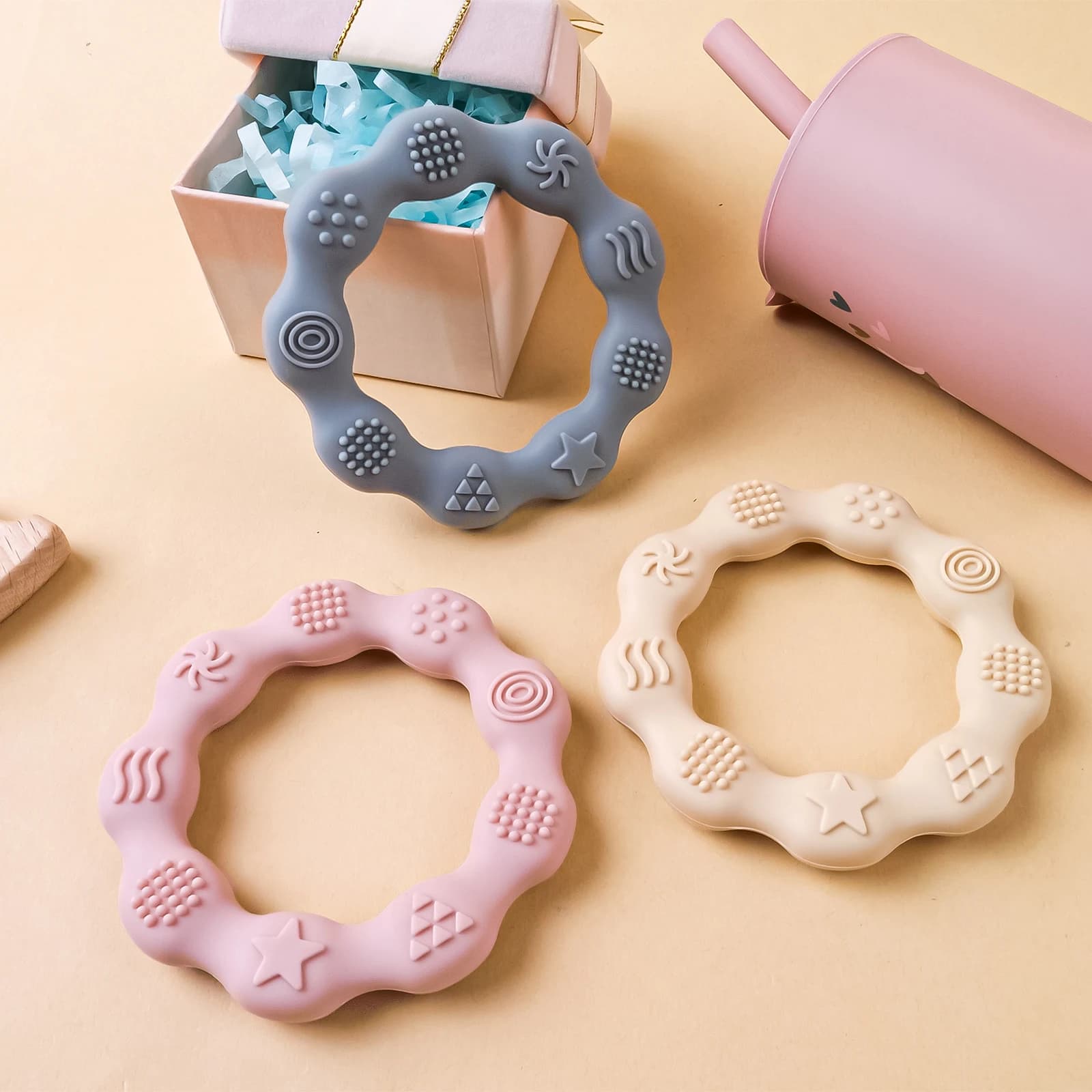 1 pz bambino massaggiagengive in silicone per uso alimentare ciuccio neonato design in rilievo massaggiagengive infantile giocattoli di formazione tattile giocattolo per la dentizione infantile