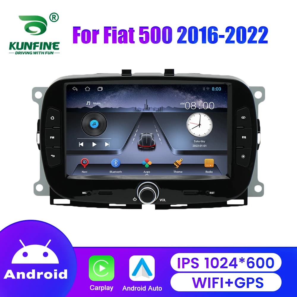 7 "Radio per auto Lettore multimediale per Fiat 500 2016-2022 2din Navigazione GPS Wireless CarPlay Android Auto RDS FM Audio Stereo