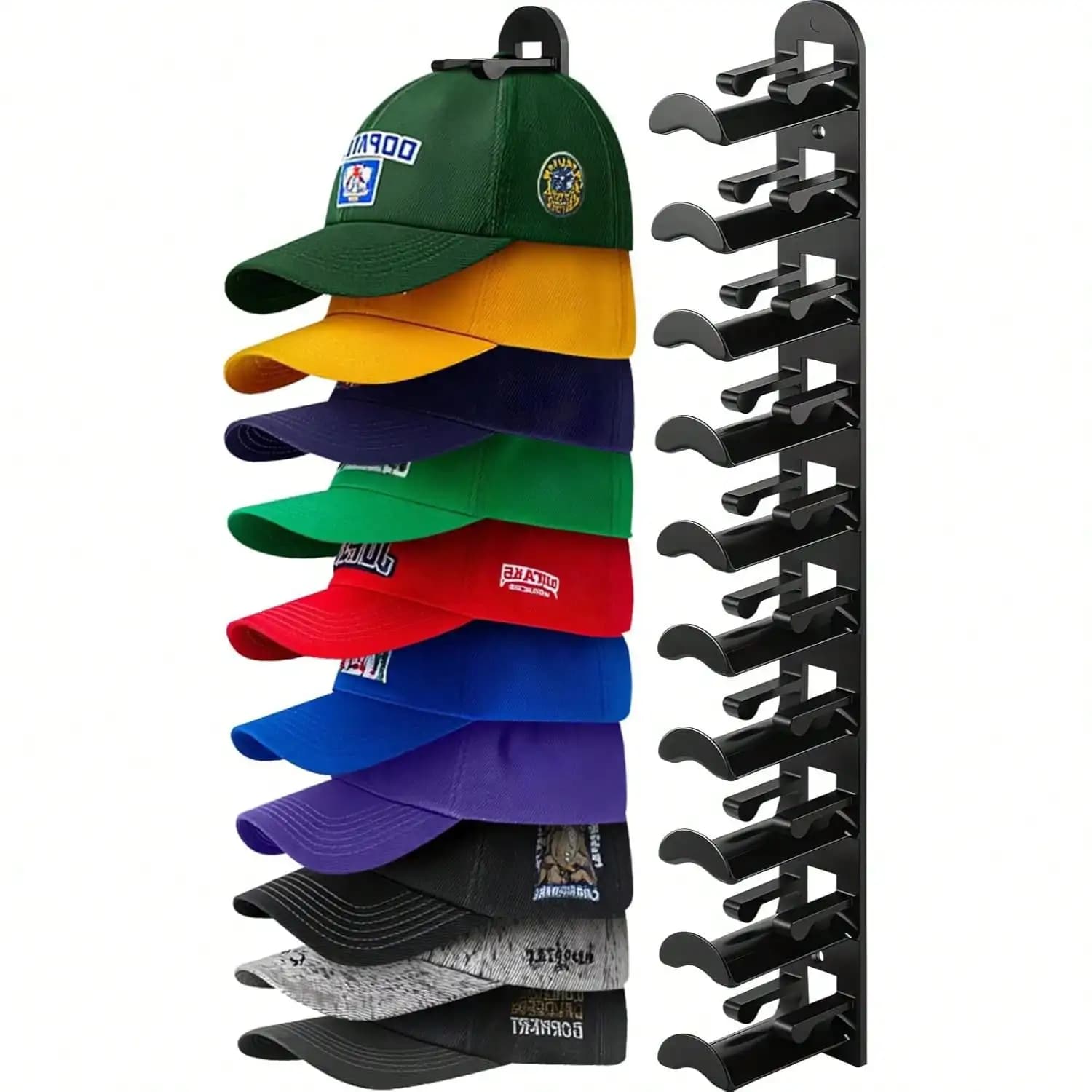 Hat Organizer for Baseball Caps, Hat Rack for Wall Closet Door Hold up to 10 Hats, Hat Hanger Cap Holder Hat Hangers for Wall Closet Door Bedroom