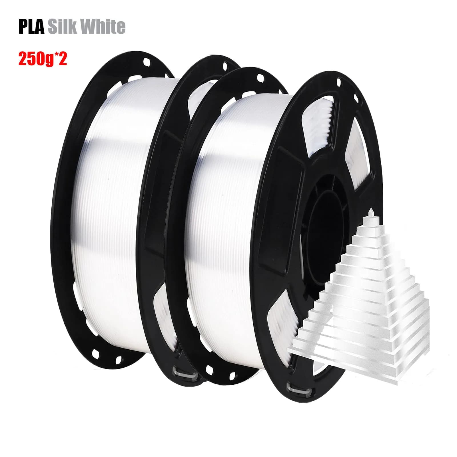 Silk Filament for 3D Printer, Filament PLA Silk 1.75mm, Lyscia and Setosa Surface, Easy to Print for 3D Printers, 500g, White