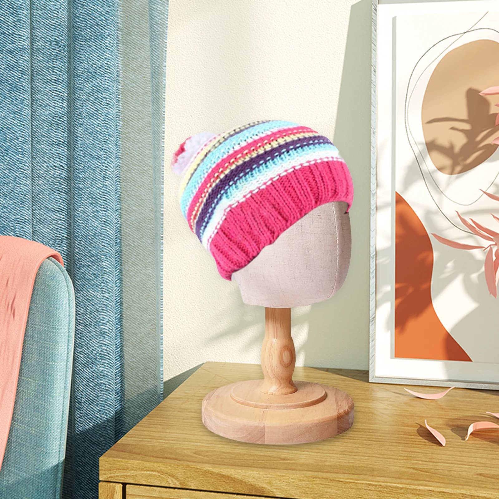 Supporto per parrucca per bambini con supporto in legno staccabile Testa di manichino multiuso Supporto per espositore per cappello Modello a cupola per salone domestico