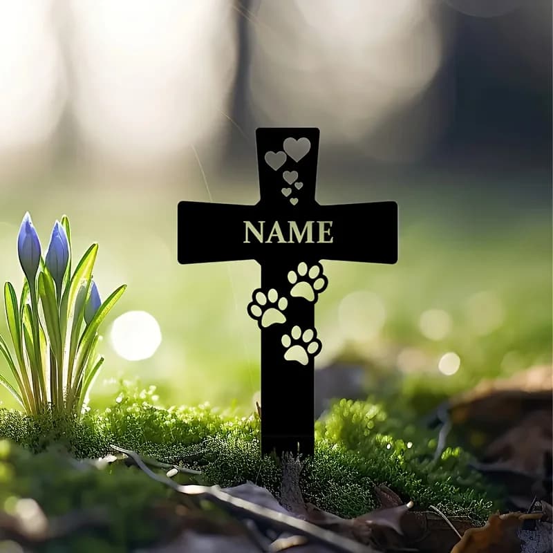 Targa Commemorativa Personalizzata in Metallo per Cani - Lapide Contemporanea per Animali Domestici da Giardino e Cortile, Decorazione Esterna per Tombe di Cani