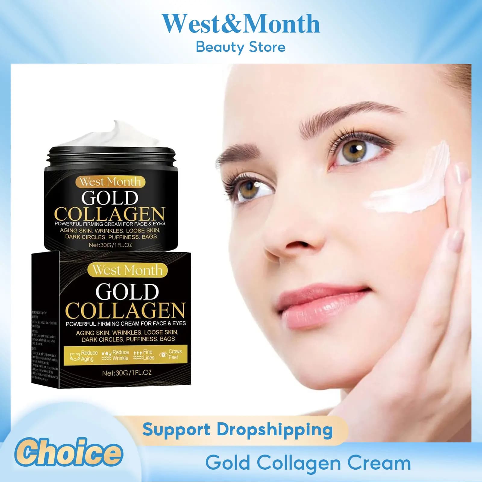 Gold Collagen Face Cream Anti Aging Raxing Lifting Dissolve Lines Thin Swelling Smoothing Nutrient Tightning Skin Care