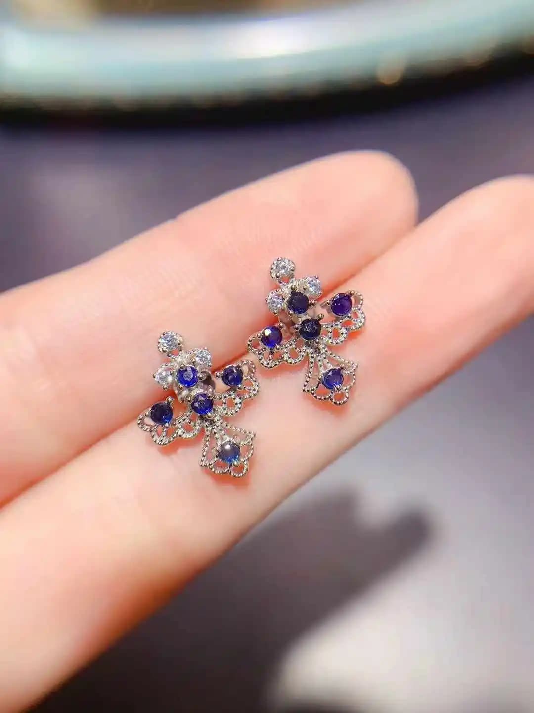KJJEAXCMY Orecchini di lusso da donna con pietre preziose naturali, puro zaffiro, nuovi in argento puro 925, regalo per la fidanzata