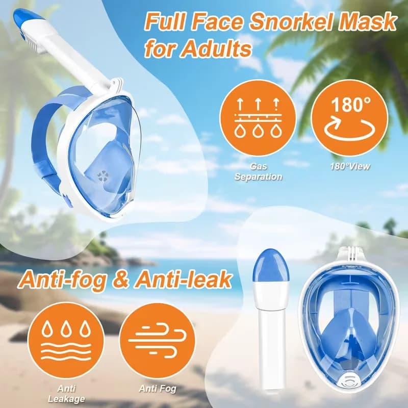 Maschera Subacquea Integrale per Bambini e Adulti, Set per Snorkeling e Immersioni, Respiratore Antiappannamento per Nuoto e Respirazione Sicura