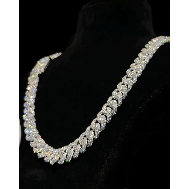 Collana da uomo con catena cubana di lusso pesante | Stile Rapper Hip Hop con Moissanite, Metallo Dorato Placcato Oro 18K Resistente, Ideale per