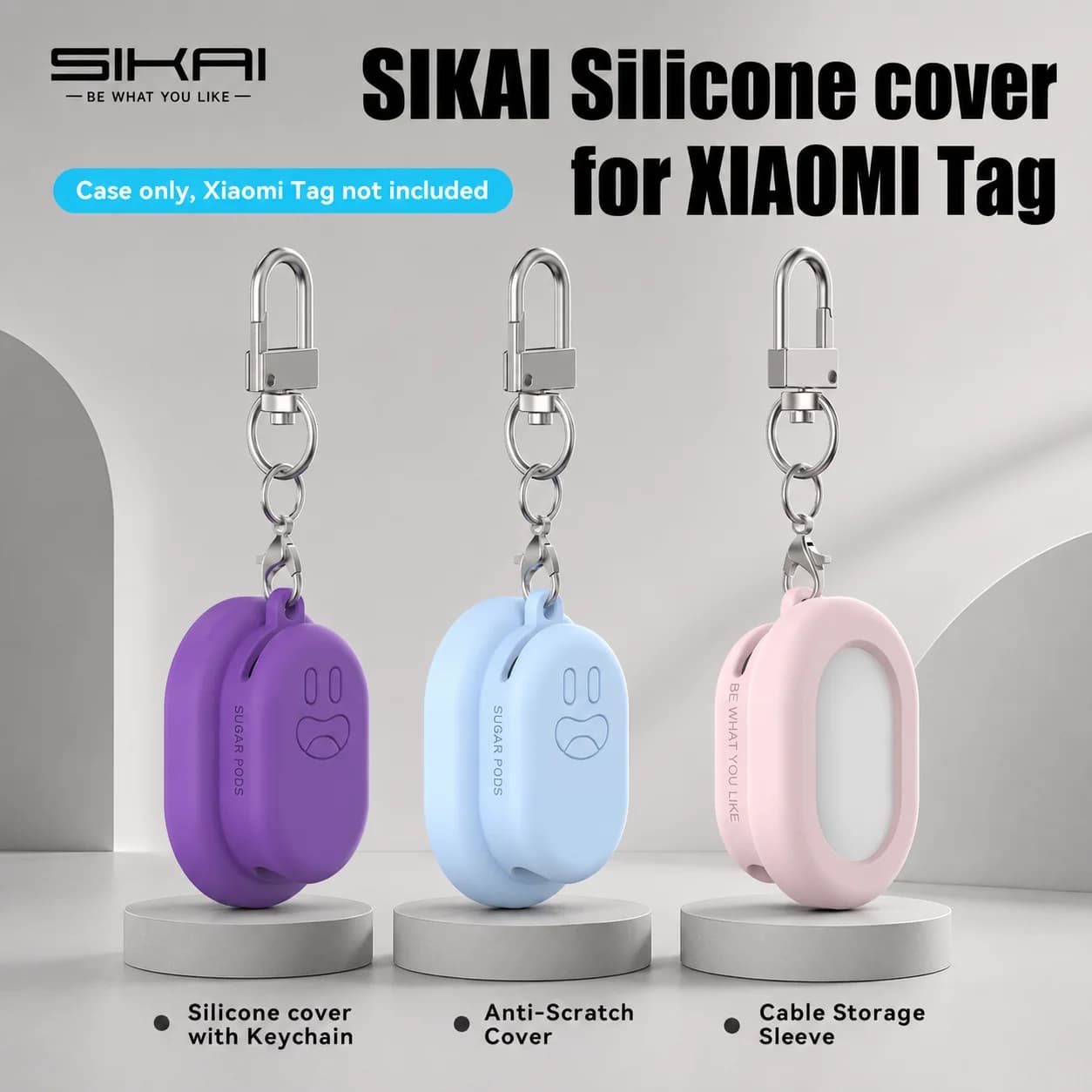Silicone Case for Xiaomi Tag Anti-Loss Anti-Scratch Protective Cover with Lanyard Hook for Dog Cat Collar Car Key Luggage