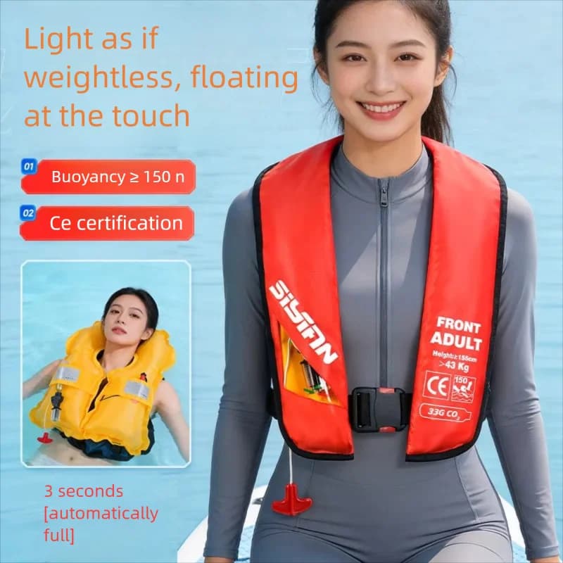 CE Certification Automatic/Manual Inflatable Life Vest PFD Life Jacket Highly Visible for Adult Fishing Boating Accessories