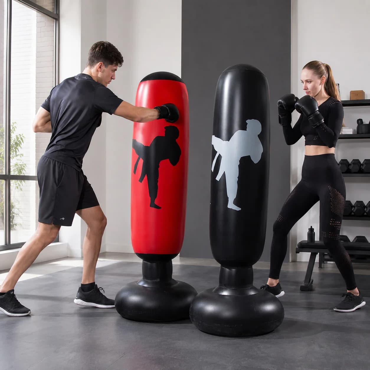 Inflatable Freestanding Punching Bag, Rebound Boxing Training Column with Stable Base for Home Gym Kickboxing Fitness