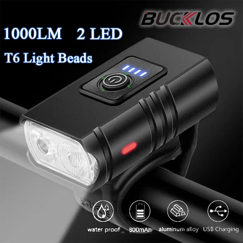 Luci per bicicletta 1000 Lumen 2500mAh Torcia per bici da strada Faro ricaricabile USB Lampada a LED per ciclismo notturno a lungo raggio