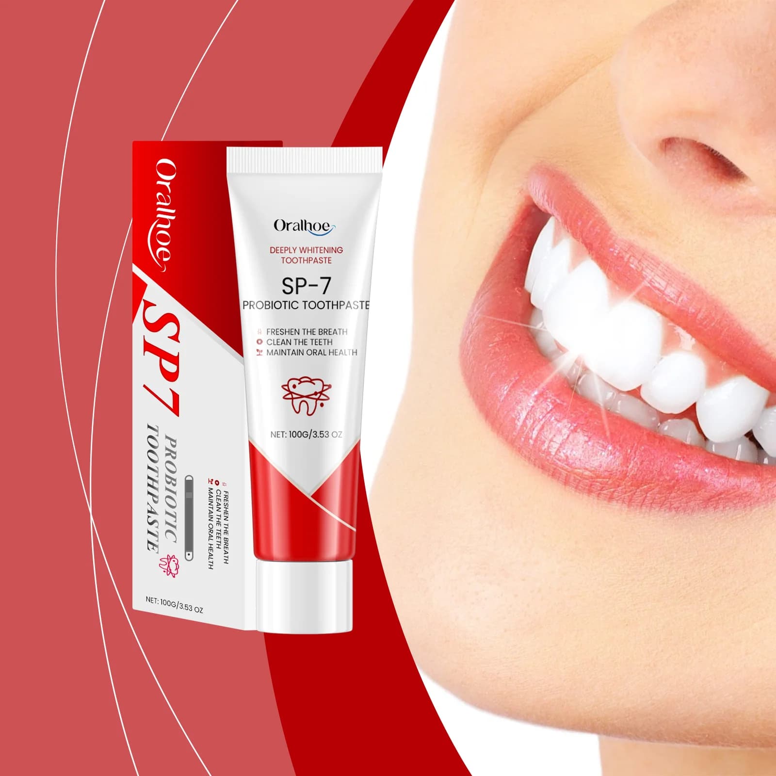 Oralhoe 100g Sp7 Probiotic toothpaste Enlighten your teeth Fresh oral hygiene Reduce yellow teeth Relieve teeth Whitening your toothpaste