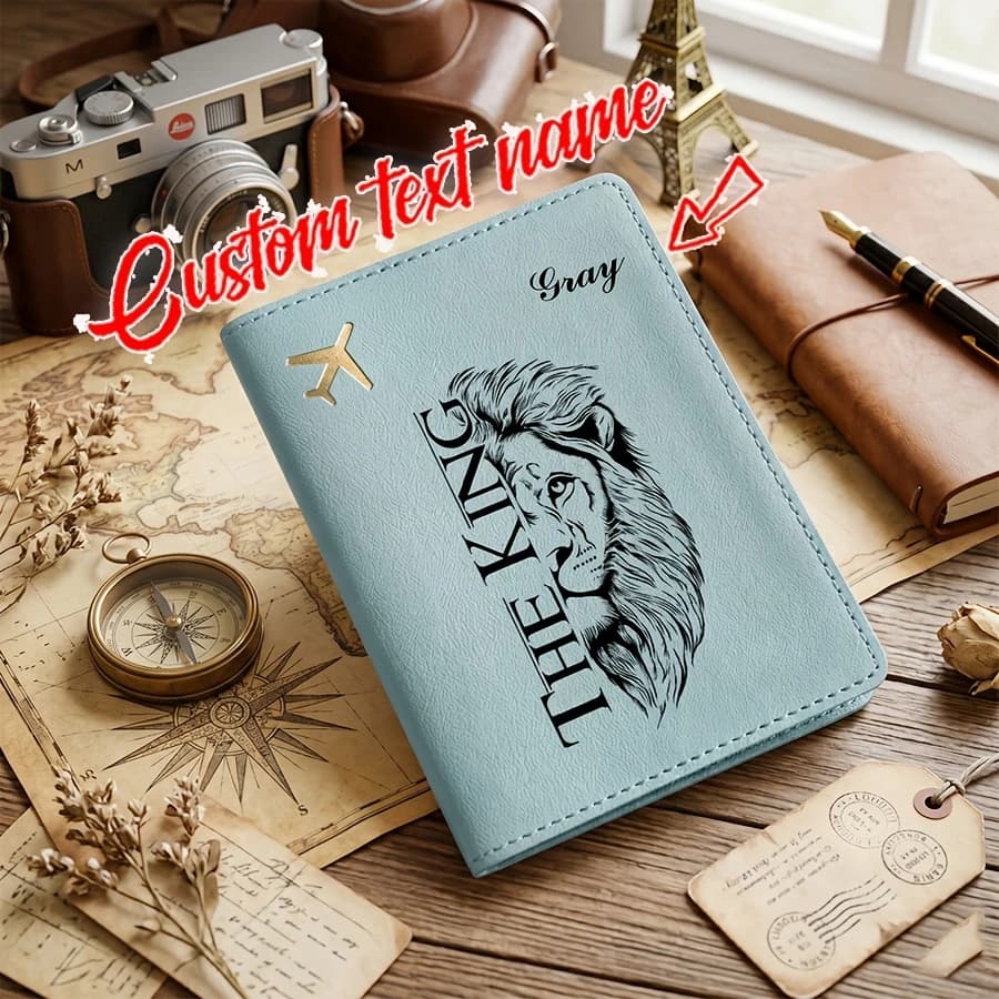Custom Name Football Letter Passport Holder Travel Passport Case, Lion Graffiti Passport Holder, Custom Letter ID Holder