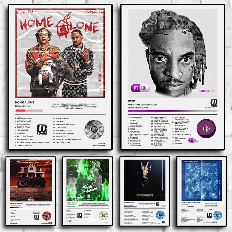 Pop Rap Music Album Cover D Block Europe Poster estetica Rapper Hip Hop Rock qualsiasi minuto ora stampa su tela Wall Art Room Decor
