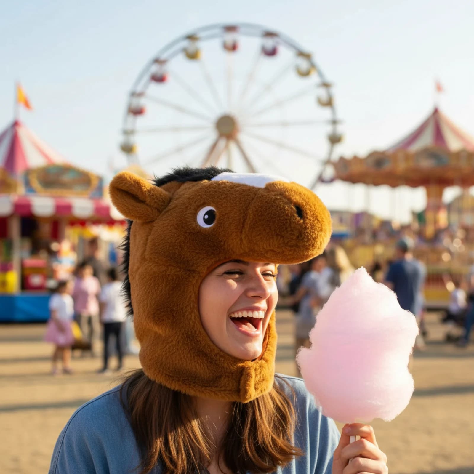 Cappello da Cavallo per Capodanno, Copricapo in Peluche, Accessorio per Costume da Animale, Divertente Copricapo per Travestimenti, Spettacoli e Feste