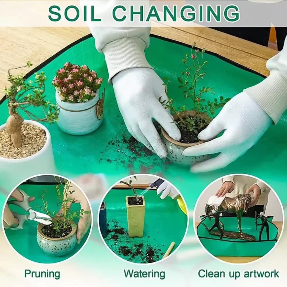 1PCS Flower Pots Planting Mat Waterproof Transplanting Mats Foldable PE Plant Repotting Mat Gardening Planting Mat 100cm