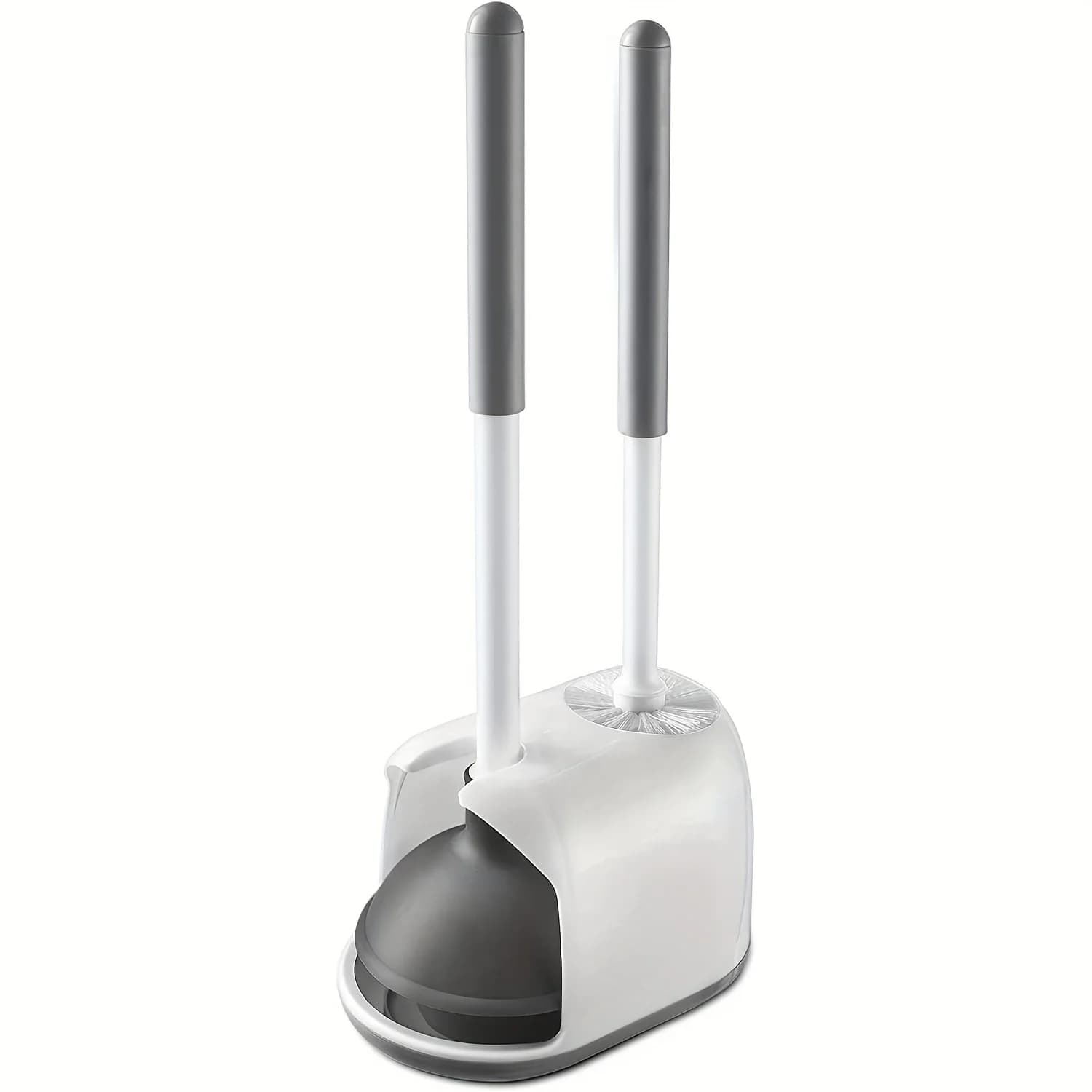 1set di stantuffo e spazzola per wc, Set di stantuffo per scopino per wc 2 In 1 con supporto, strumenti per la pulizia del bagno con supporto per Caddy