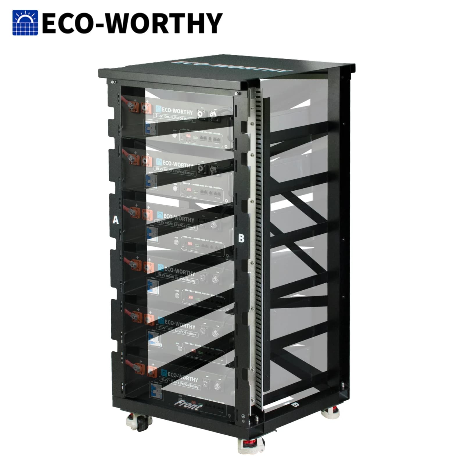 ECO-WORTHY RACK6 V2, Rack Server a 6 Livelli con Busbar da 600A, Compatibile con Tutte le Versioni di Batterie ECO-WORTHY Rack
