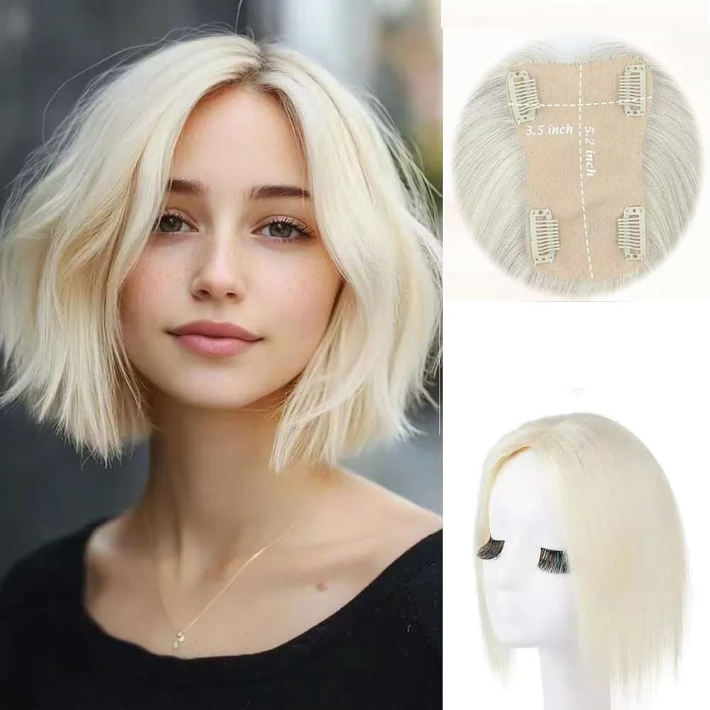 12-Inch Human Hair Topper Clip-In Natural-Looking Hairpiece for Women & Men Instant Volume Coverage Lightweight Daily Wear Suitable for Thinning Hair And Hair Loss Solutions