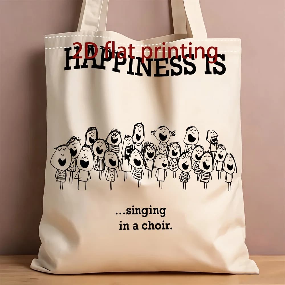 Borsa a tracolla in tela da 1 pezzo per gli appassionati di musica, con un semplice disegno di coro e un slogan d'amore, borsa tote leggera e pieghevole con tracolla fissa, borsa per la spesa riutilizzabile, regalo perfetto per il pendolarismo, i viaggi, lo shopping, la scuola e le vacanze