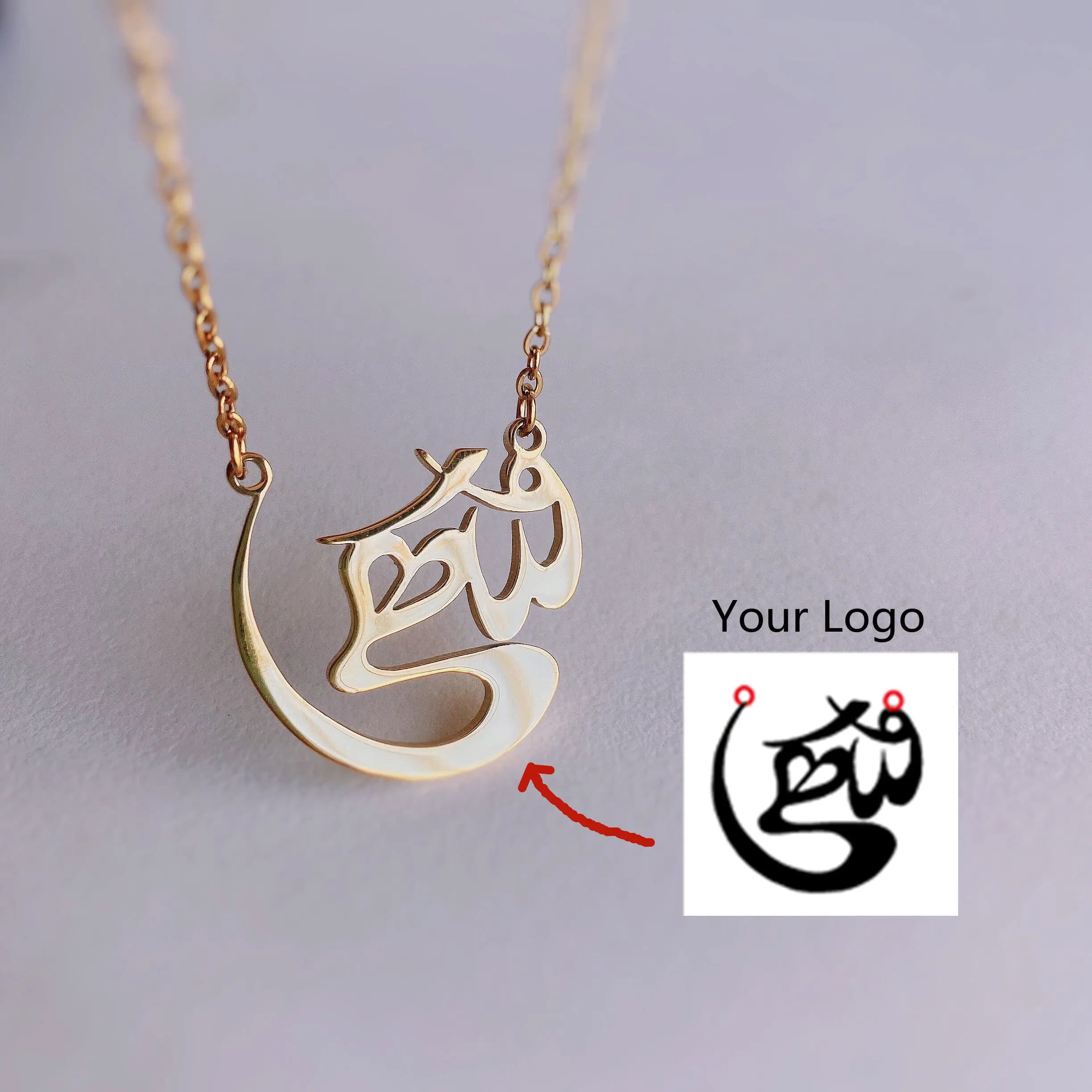 Products with custom logo Arabic name Necklace with custom design for kids Stainless steel jewelry Christmas gift for her