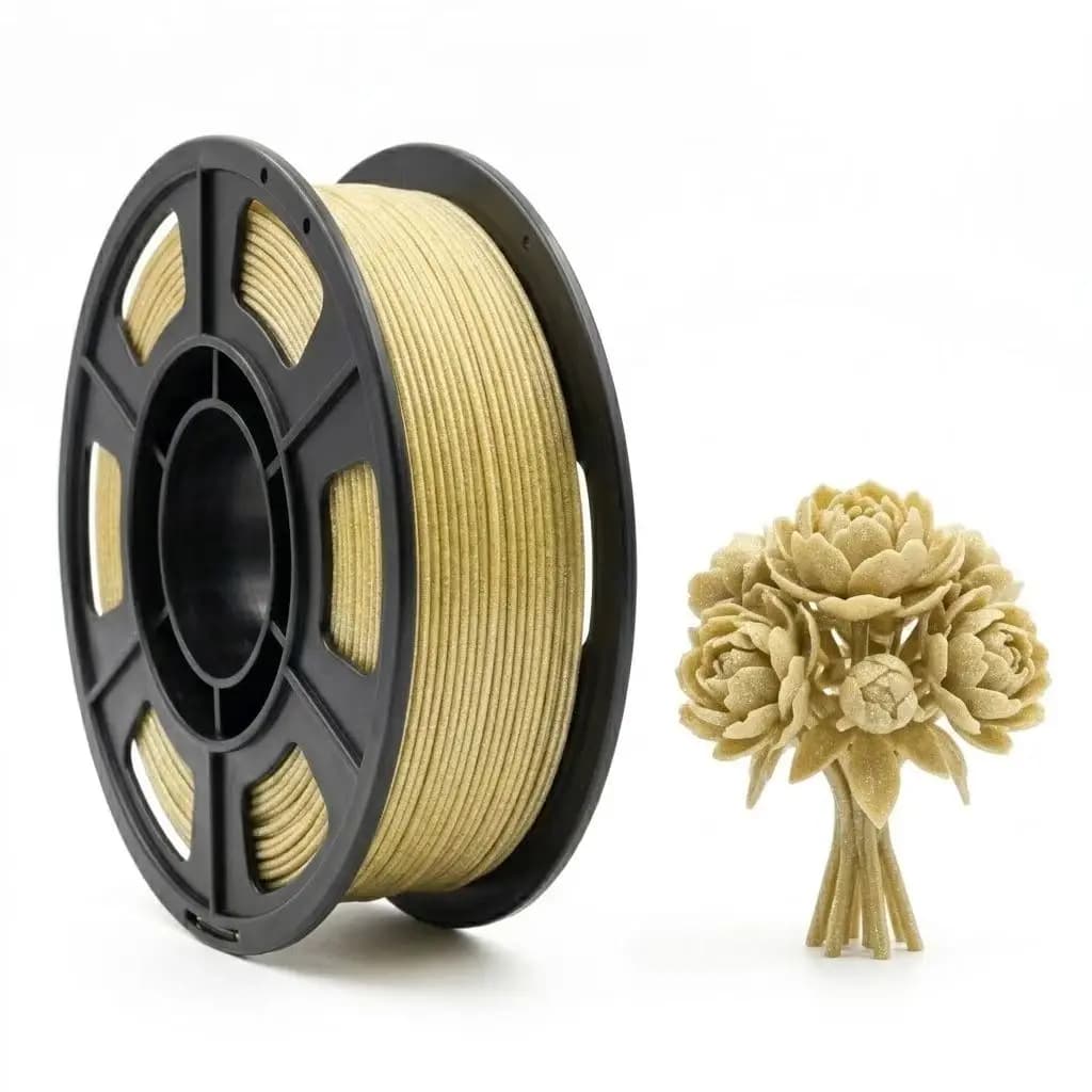 Filamento per Stampante 3D Galaxy Glitter 1.75mm, PLA Bianco con Glitter Dorato, Bobina da 250g per Stampa 3D