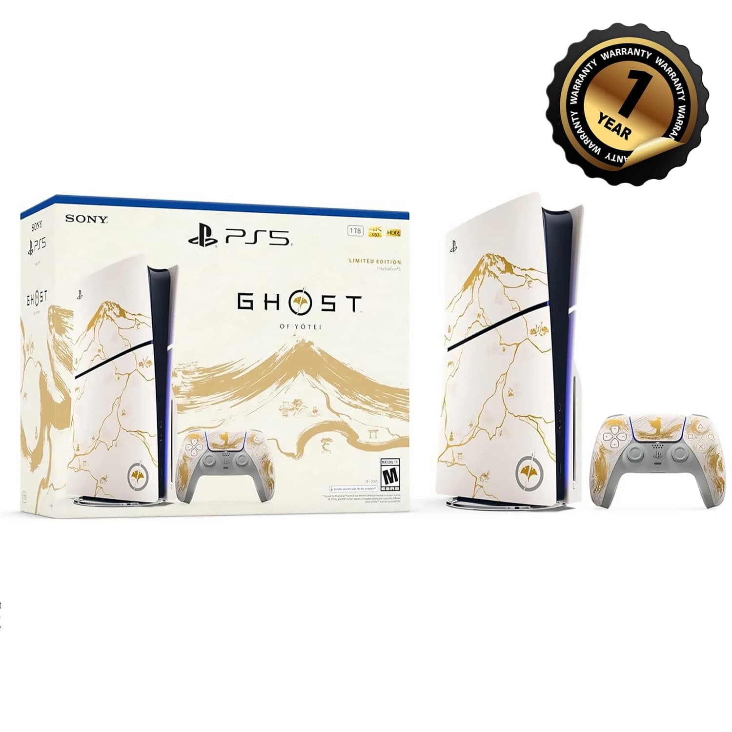 Console PlayStation 5 Slim – Ghost of Yōtei Gold limited edition package