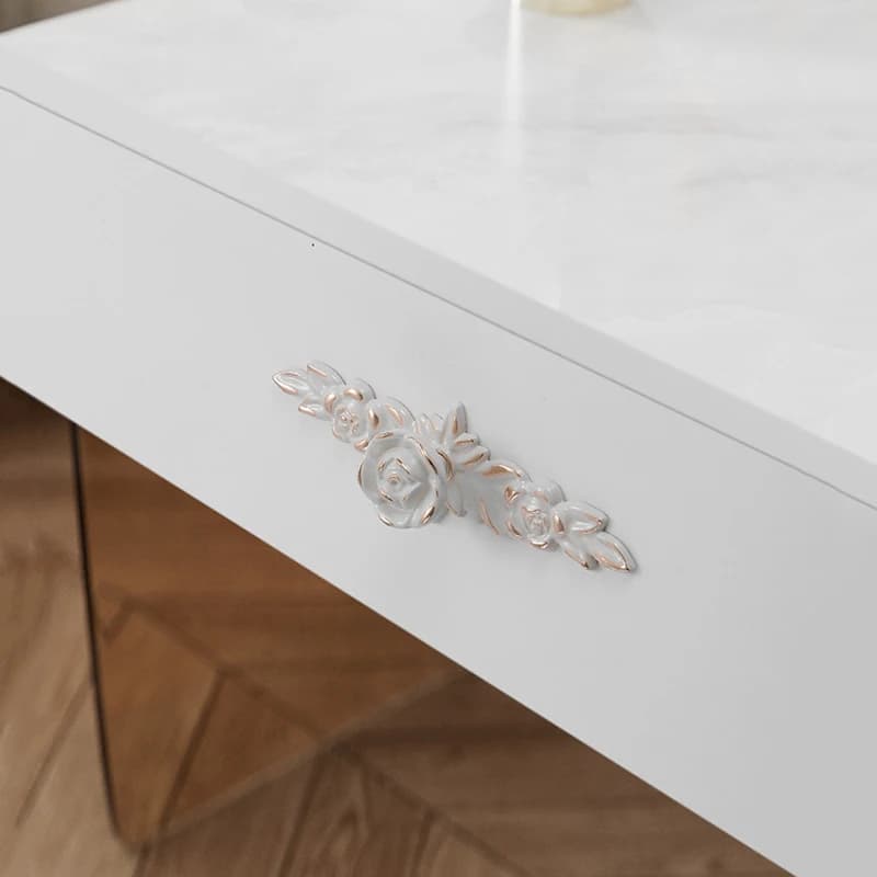 Maniglie per mobili da cucina European Rose in lega di zinco, pomelli per cassetti color avorio, maniglie per ante di armadi, maniglie per mobili color oro, maniglie mobili cucina ferramenta