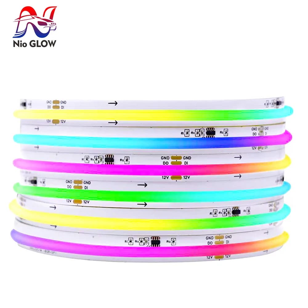WS2811 IC COB SPI Color Addressable LED Strip Light 12V/24V 576/720 LEDs RGBIC WS2811 Flexible FOB with White/Black PCB