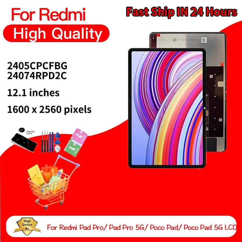12.1'" For Xiaomi Redmi Pad Pro 5G 24074RPD2I 24074RPD2C LCD Display Touch Screen Digitizer For Redmi Pad 5G 2405CPCFBG Display