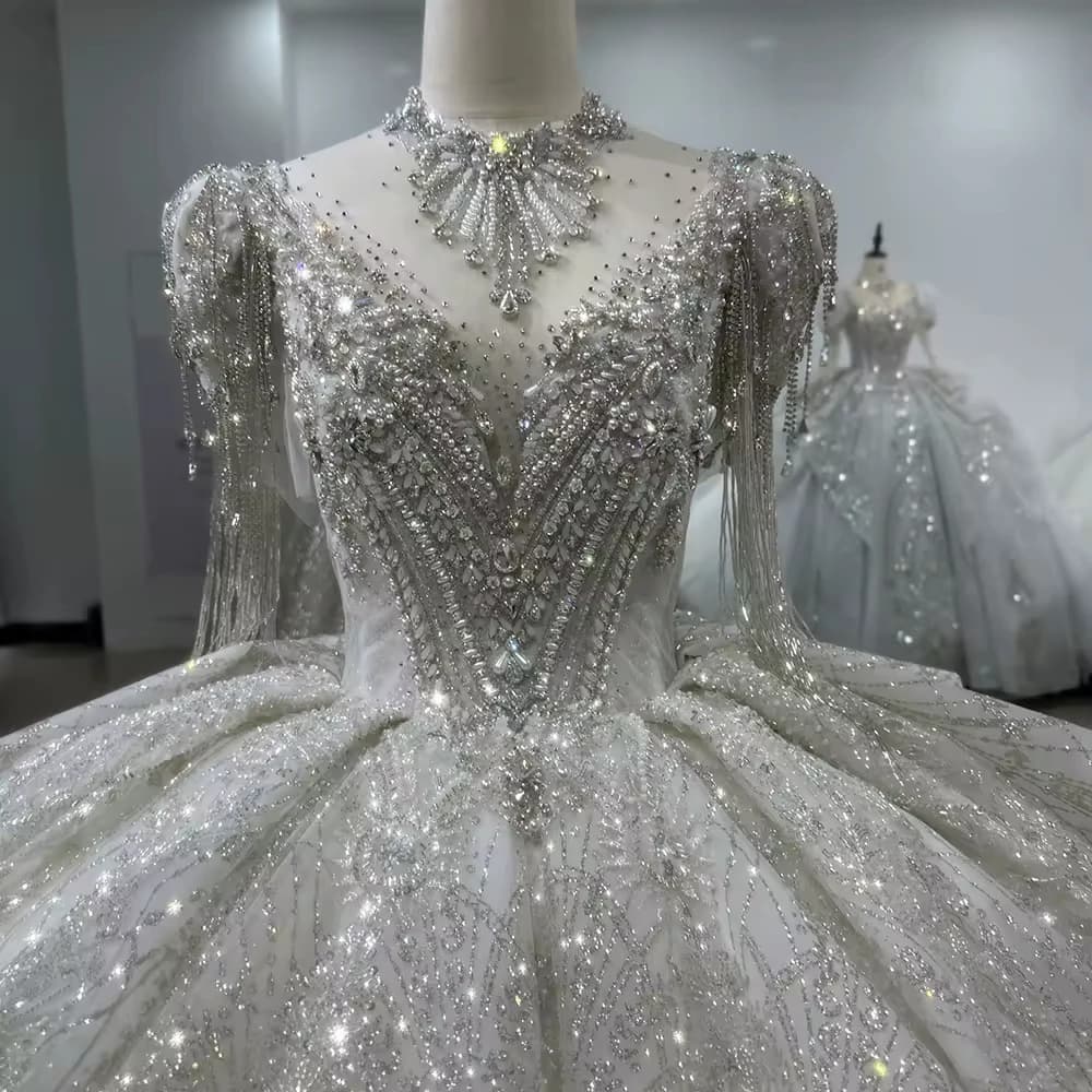 Abito da sposa da sposa Abito da sposa a maniche corte con scollo a cuore Abito da ballo con lacci sul retro Abito da sposa con perline ricamate