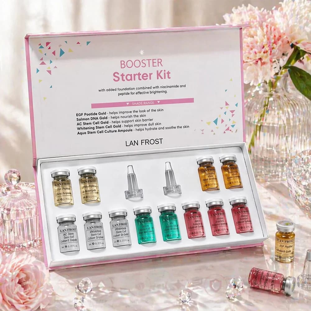 Siero Coreano per il Viso con DNA di Salmone e Oro 8ml, Booster per la Pelle, Schiarente, Anti-Rughe, Idratante, Siero con Microaghi da 0,3mm