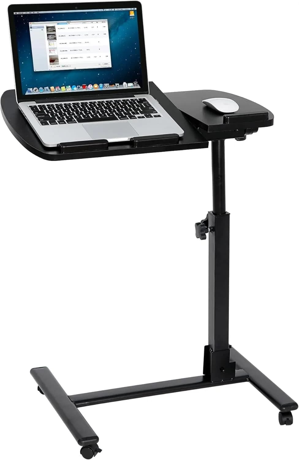 Supporto per Laptop Mobile Regolabile in Altezza e Angolazione con Ruote Bloccabili, Tavolino da Divano/Letto, Tavolo Ospedaliero