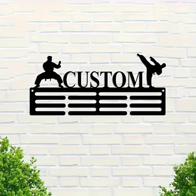 Personalized Karate Medal Display Rack, Metal Martial Arts Wall Decor Ideal Ornament for Bedroom and Dojo Decoration
