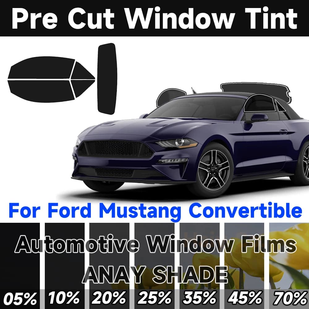Pre-Cut Window Tint for Ford Mustang Convertible 1994-2023 Auto Sun Uv Blocking Heat 2-Ply Window Protector Privacy Films