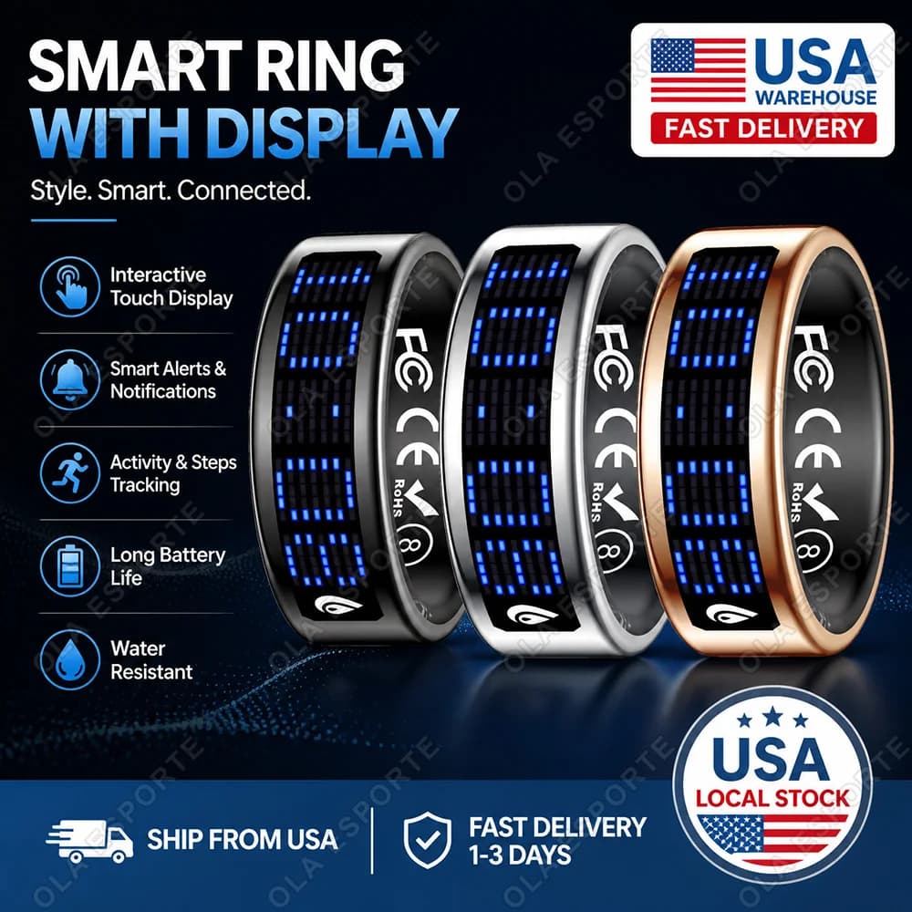 2026 Smart Ring Men Women LED Display Screen Heart Rate Blood Oxygen Monitor 5ATM Waterproof Multi Sports Mode Gifts For Android The Best Holiday Gift Ideas for Men and Women